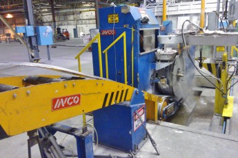 Melting and continuous casting section in an aluminium slug plant